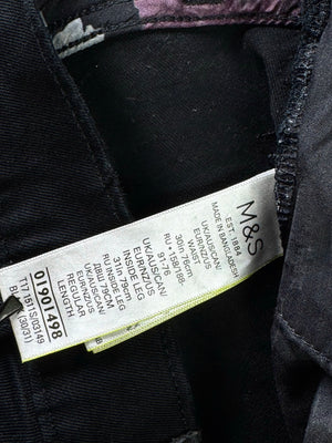 M&S® Waist: 30" | Black | Slim Fit Denim Pants | Cotton - Elastane | 2720 - Genuine Maal