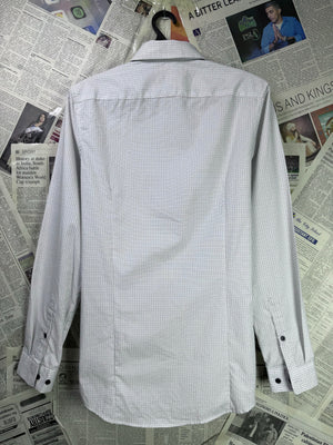 H&M® XS | Chest: 18" | White with Grey Pattern | Shirt | Cotton - Poly | 3312 - Genuine Maal
