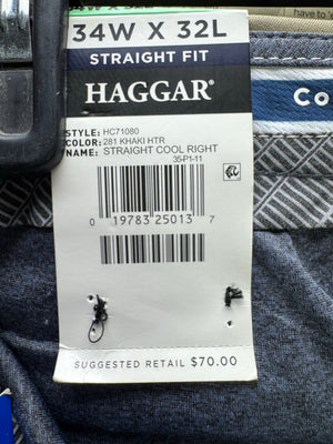 Haggar® Waist: 34" | Khaki | Straight Fit Golf Pants | Polyester | 2978 - Genuine Maal