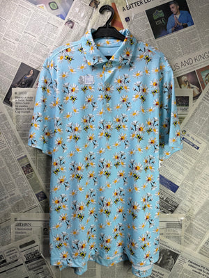 Fairway & Greene® Large | Chest: 23" | Light Blue with Floral Pattern | Golf Polo | Poly | 3328 - Genuine Maal
