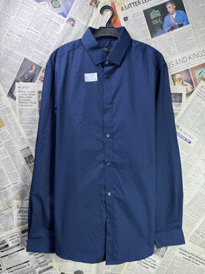 George® Large | Chest: 23.5" | Navy Blue with Polka Dots | Shirt | Poly - Cotton | 3707 - Genuine Maal