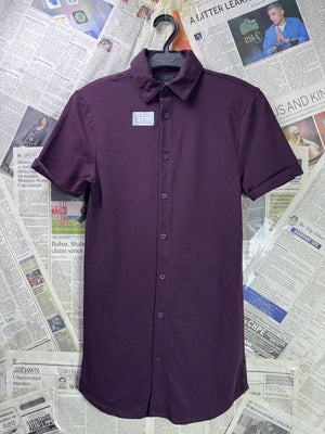 River Island® XXS | Chest: 15.5" | Wine | Shirt | Cotton - Elastane | 3703 - Genuine Maal