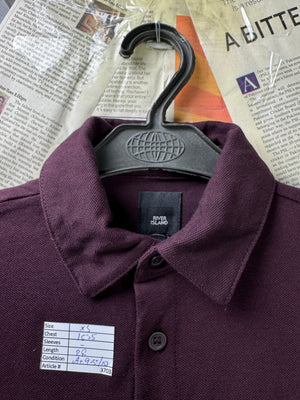 River Island® XXS | Chest: 15.5" | Wine | Shirt | Cotton - Elastane | 3703 - Genuine Maal