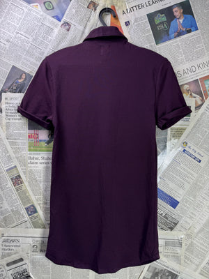 River Island® XXS | Chest: 15.5" | Wine | Shirt | Cotton - Elastane | 3703 - Genuine Maal