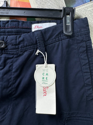S. Oilver® Waist: 32" | Navy Blue | Chino Shorts | Cotton - Elastane | 1326 - Genuine Maal