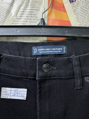 Everlane® Waist: 34" | Black | Regular Fit Denim Pants | Cotton - Elastane | 1309 - Genuine Maal