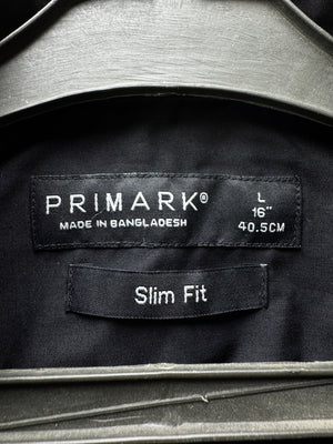 Primark® Medium | Chest: 22" | Black | Collar: 16" Slim Fit Shirts | Poly - Cotton | 4670 - Genuine Maal