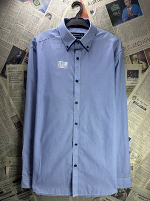Primark® Medium | Chest: 21.5" | Blue | Collar: 15.5" Slim Fit Shirts | Poly - Cotton | 4663 - Genuine Maal