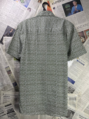 Topman® Small | Chest: 20.5" | Moss Green with White Print | Shirt | Cotton | 3339 - Genuine Maal