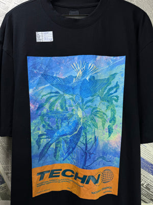 River Island® Large | Chest: 23" | Black with Print | T-Shirt | Cotton | 3361 - Genuine Maal