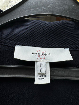 River Island® Large | Chest: 23.5" | Black | Camp Shirt | Poly - Elastane | 4886 - Genuine Maal