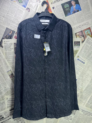 Primark® Medium | Chest: 21.5" | Dark Grey Pasley Print | Shirt | Cotton | 3544 - Genuine Maal