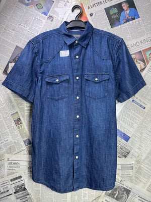 Primark® Small | Chest: 20.5" | Blue | Denim Shirt | Cotton | 3739 - Genuine Maal