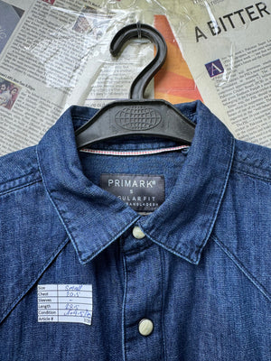 Primark® Small | Chest: 20.5" | Blue | Denim Shirt | Cotton | 3739 - Genuine Maal