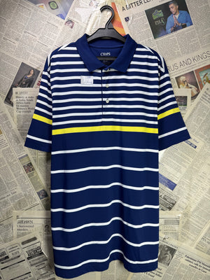 Chaps® Medium | Chest: 22.5" | Blue&White Stripe | Golf Polo | Poly - Elastane | 3771 - Genuine Maal