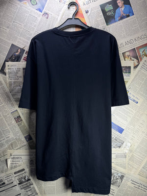 Zara® Large | Chest: 23" | Black | Asymmetrical Hem T-Shirt | Cotton | 4905 - Genuine Maal