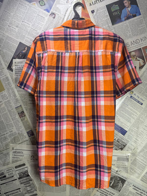 Attire® Medium | Chest: 21.5" | Orange Plaid | Shirt | Cotton | 3780 - Genuine Maal