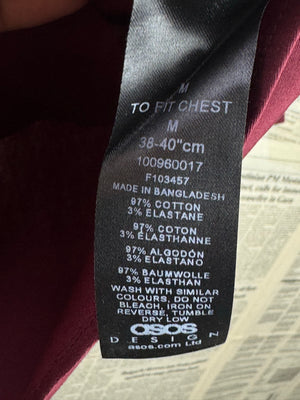 Asos® Small | Chest: 20" | Burgundy | Band Collar Shirt | Cotton - Elastane | 3756 - Genuine Maal