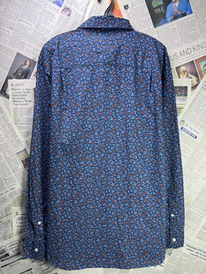 St John's Bay® L/XL | Chest: 24.5" | Blue Floral | Shirt | Cotton - Elastane | 3760 - Genuine Maal