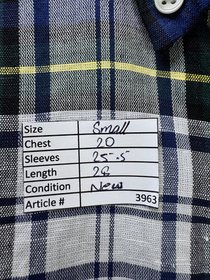 Next® Small | Chest: 20" | Blue Plaid | Shirt | Linen - Cotton | 3963 - Genuine Maal