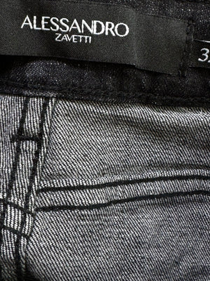 A.Zavetti® Waist: 32" to 34" | Black | Distressed Denim Shorts | Cotton - Poly - Visc - Elastane | 1344 - Genuine Maal