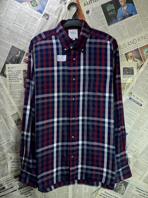 TM LEWIN® Medium | Chest: 22" | Multicolor Plaid | Shirt | Cotton | 3781 - Genuine Maal