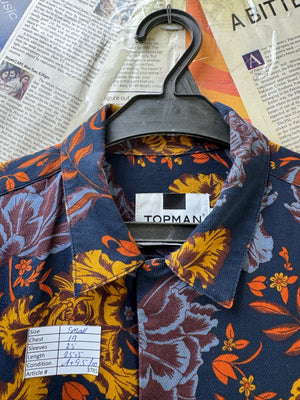 Topman® Small | Chest: 19" | Floral | Shirt | Tencel - Cotton | 3785 - Genuine Maal