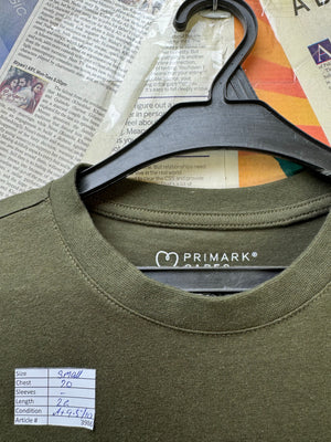 Primark® Small | Chest: 20" | Olive | T-Shirt | Cotton | 3986 - Genuine Maal