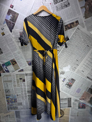 Armani® Small | Bust: 17.5" | Abstract Print | Wrap Maxi Dress | B1 - 5365 - Genuine Maal