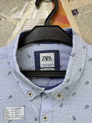 Zara® Large | Chest: 23.5" | Blue with Print | Shirt | Cotton | 4167 - Genuine Maal