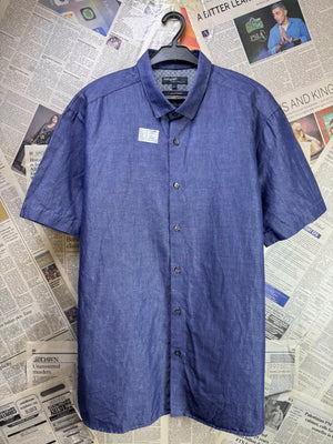 M&S® Medium | Chest: 22.5" | Heather Blue | Shirt | Cotton - Linen | 4177 - Genuine Maal