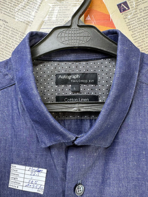 M&S® Medium | Chest: 22.5" | Heather Blue | Shirt | Cotton - Linen | 4177 - Genuine Maal