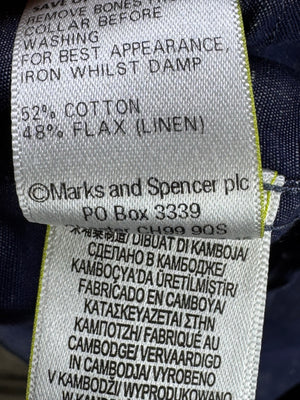 M&S® Medium | Chest: 22.5" | Heather Blue | Shirt | Cotton - Linen | 4177 - Genuine Maal