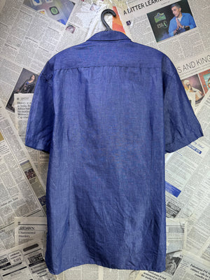 M&S® Medium | Chest: 22.5" | Heather Blue | Shirt | Cotton - Linen | 4177 - Genuine Maal