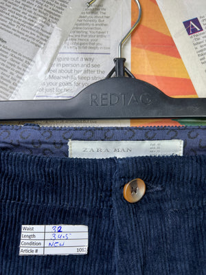 Zara® Waist: 32" | Blue | Corduroy Pant | 1082 - Genuine Maal