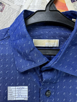 Michael K*rs® Large | Chest: 24" | Blue with Print | Shirt | Cotton | 4035 - Genuine Maal