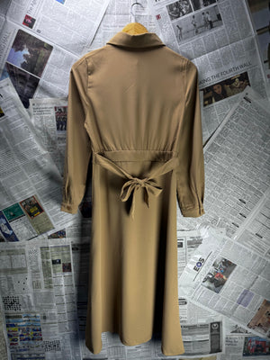 ® XS | Bust: 16.5" | Tan | Midi Dress | B2 - 5371 - Genuine Maal