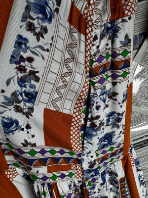 HADA® Large | Bust: 20.5" | Paisley Print | Midi Dress | B3 - 5433 - Genuine Maal