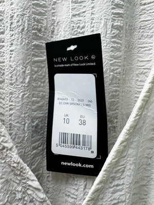 New Look® Small | Bust: 18" | White Check Seersucker | Maxi Dress | B3 - 5028 - Genuine Maal