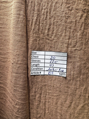 ® Large | Bust: 20" | Tan Crinkle | Open Front Maxi Duster | B3 - 5205 - Genuine Maal