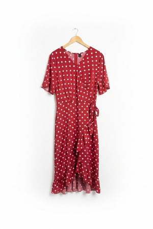 Shein® XL | Bust: 22" | Polka Dot | Midi Dress | B3 - 5025 - Genuine Maal