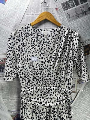 Stella Morgan® XS | Bust: 16.5" | Dalmatian | Midi Dress | B3 - 5408 - Genuine Maal