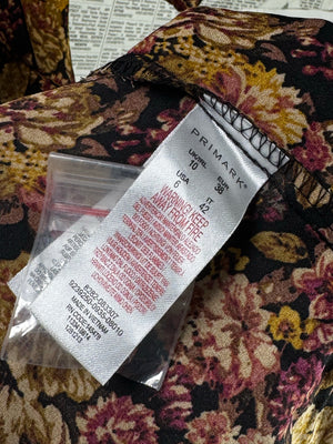 Primark® Medium | Bust: 19" | Autumnal Floral | Midi Dress | B3 - 5005 - Genuine Maal
