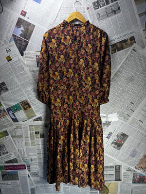 Primark® Medium | Bust: 19" | Autumnal Floral | Midi Dress | B3 - 5005 - Genuine Maal