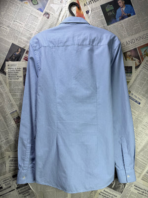 Zara® Small | Chest: 19.5" | Ligth Blue with Black Polka Dots | Shirt | Cotton - Poly | 4018 - Genuine Maal