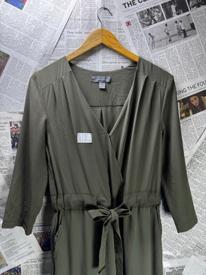 Primark® Large | Bust: 20" | Solid Olive Green | Maxi Dress | B4 - 5215 - Genuine Maal