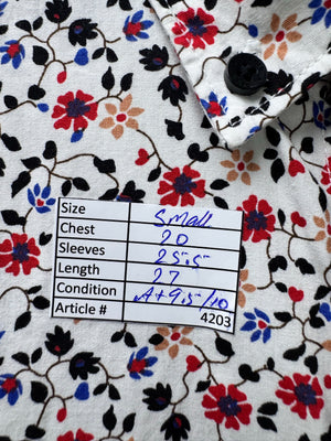 Denim & Flower® Small | Chest: 20" | Floral | Shirt | Cotton | 4203 - Genuine Maal