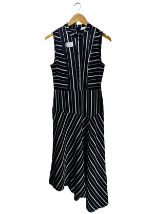 Warehouse® XS | Bust: 17" | Vertical and Diagonal Stripe | Midi Dress | B4 - 5465 - Genuine Maal