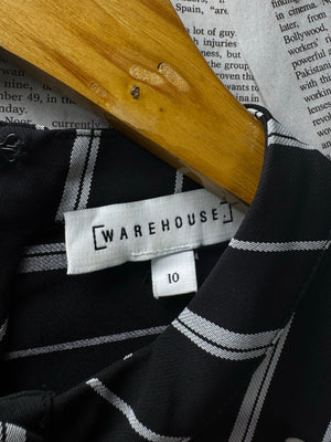 Warehouse® XS | Bust: 17" | Vertical and Diagonal Stripe | Midi Dress | B4 - 5465 - Genuine Maal