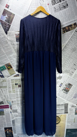Faracco® Small | Bust: 18" | Solid - Navy | Maxi Dress | B5 - 5418 - Genuine Maal